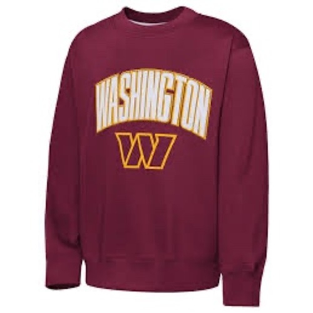 NFL Commanders Football Fleece Pullover Sweatshirt Kids M 10/12 Burgundy New